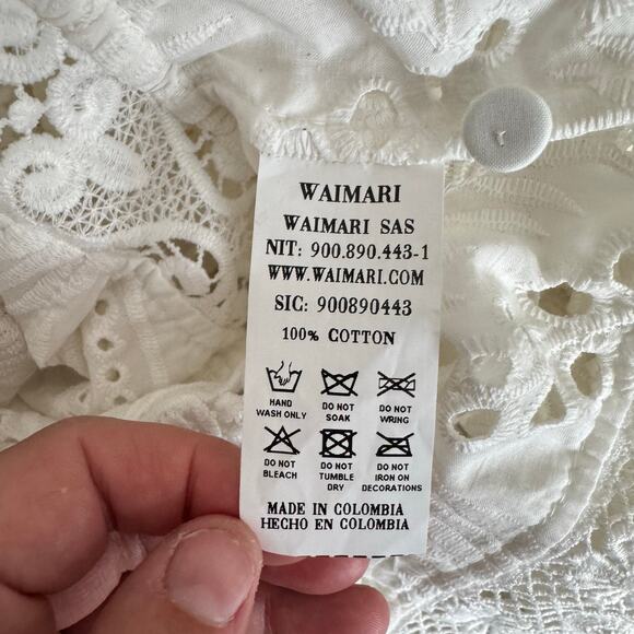 WAIMARI Cotton Eyelet Maxi Dress XS White Ruffle Lace La Perla Peasant Boho - Picture 16 of 16